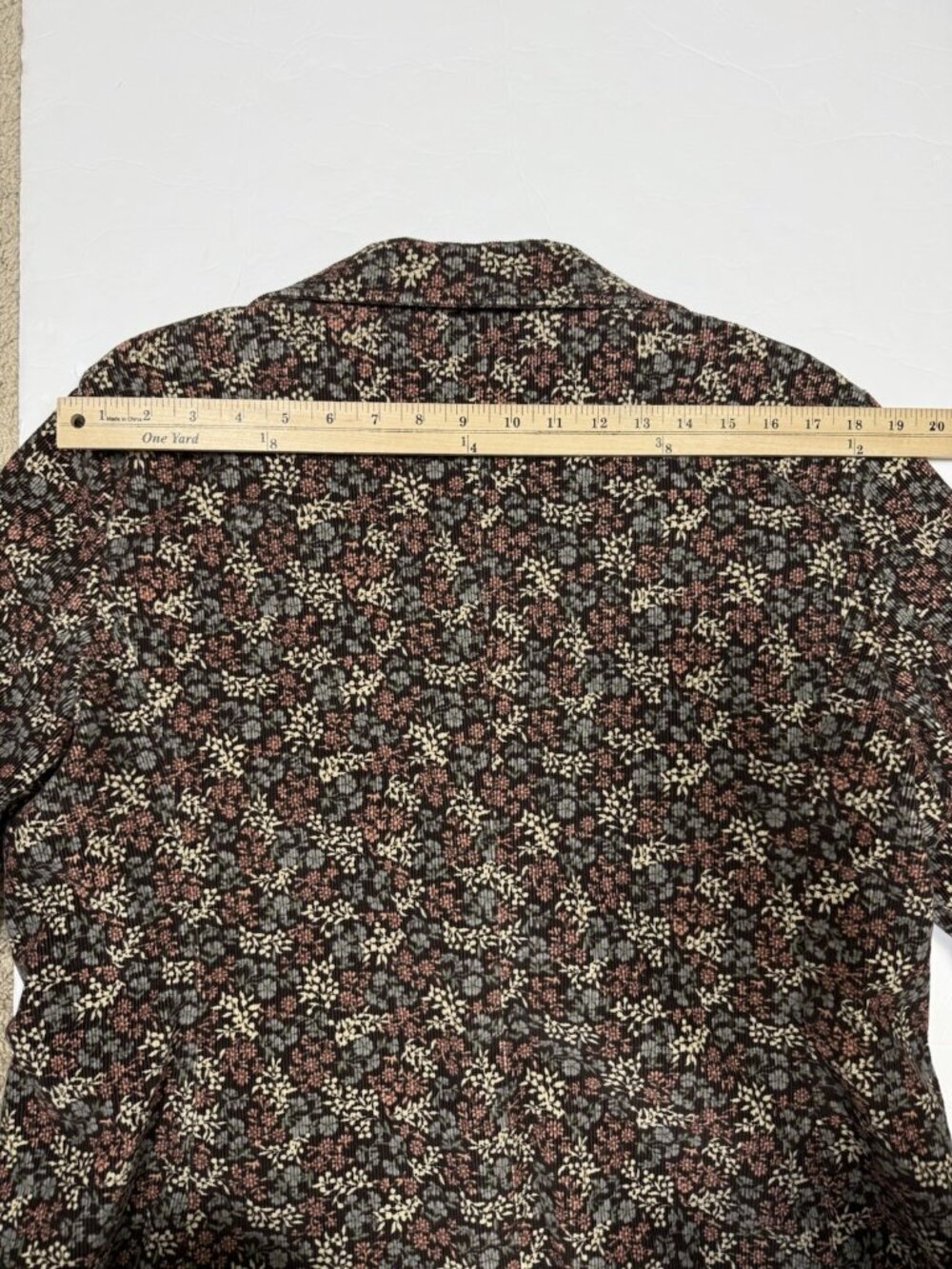 LL Bean Womens Blazer 18 Petite Brown Floral Corduroy Button Jacket Pockets - Picture 12 of 12